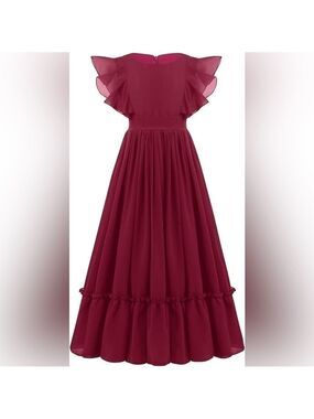 Ibtom Castle Girls Chiffon Long Party Dress Red Size 11-12 years(see size chart)